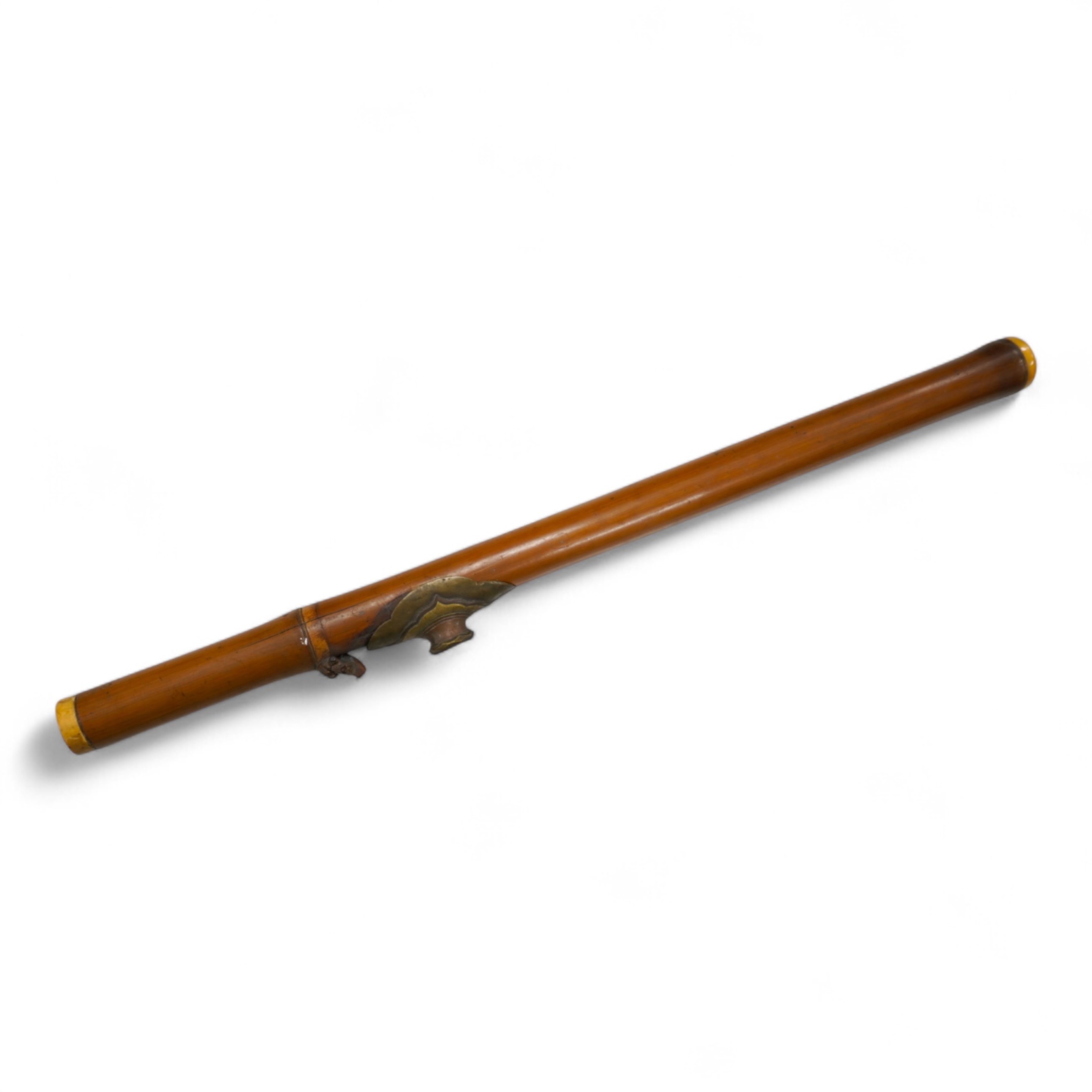 A 19th century bamboo and ivory mounted opium pipe, 58cm in length CITES Submission reference 7T1VK7KR